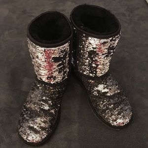 UGG Classic Black/Silver Sequin Boots